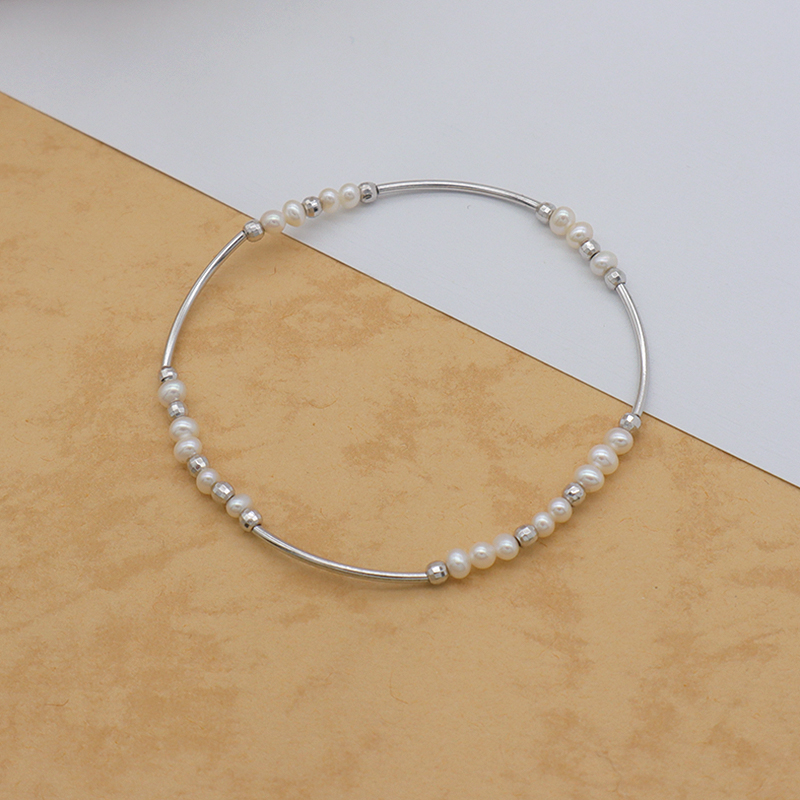Ttrendy Bracelet High Quality Natural Fresh Water Pearl 925 Sterling Silver Bracelets Beaded Bracelet
