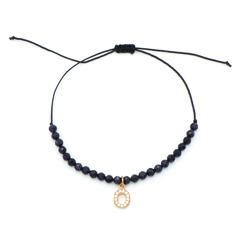 Custom Women String Bracelet 925 sterling silver letter charms Handmade Braided Rope Adjustable natural stone beads bracelet