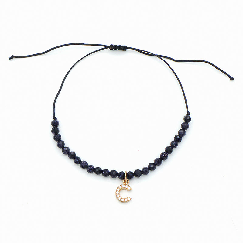 Custom Women String Bracelet 925 sterling silver letter charms Handmade Braided Rope Adjustable natural stone beads bracelet