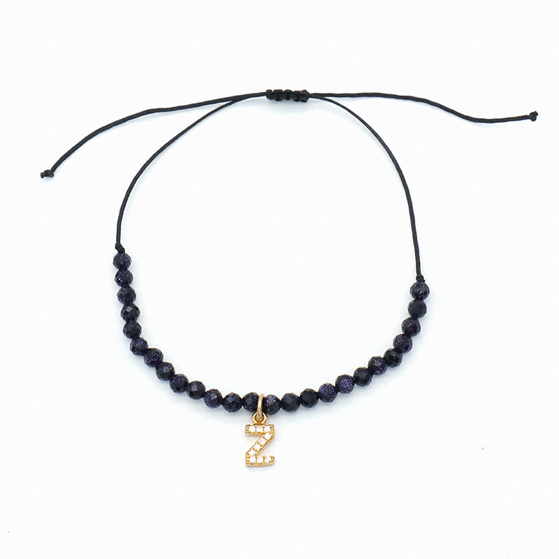 Custom Women String Bracelet 925 sterling silver letter charms Handmade Braided Rope Adjustable natural stone beads bracelet