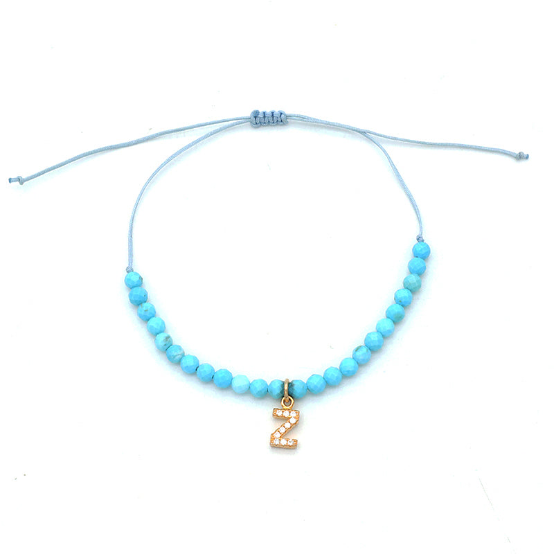 Custom Women String Bracelet 925 sterling silver letter charms Handmade Braided Rope Adjustable natural stone beads bracelet