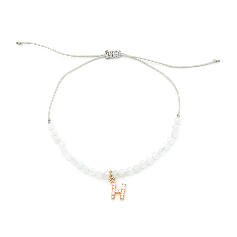 Custom Women String Bracelet 925 sterling silver letter charms Handmade Braided Rope Adjustable natural stone beads bracelet