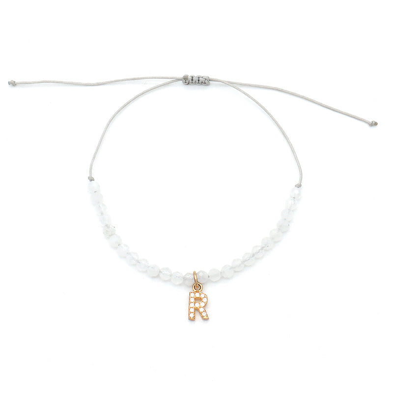 Custom Women String Bracelet 925 sterling silver letter charms Handmade Braided Rope Adjustable natural stone beads bracelet