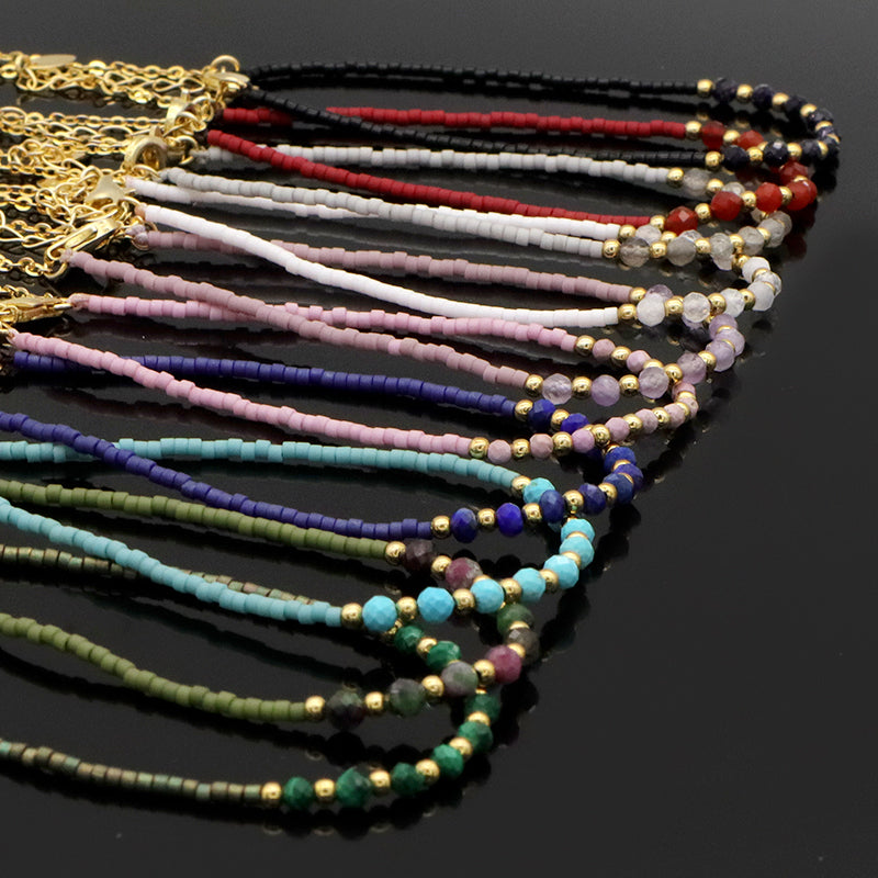 OEM Manufacture Spring 925 Sterling Silver Miyuki Natural Stone Handmade Beaded Bracelet