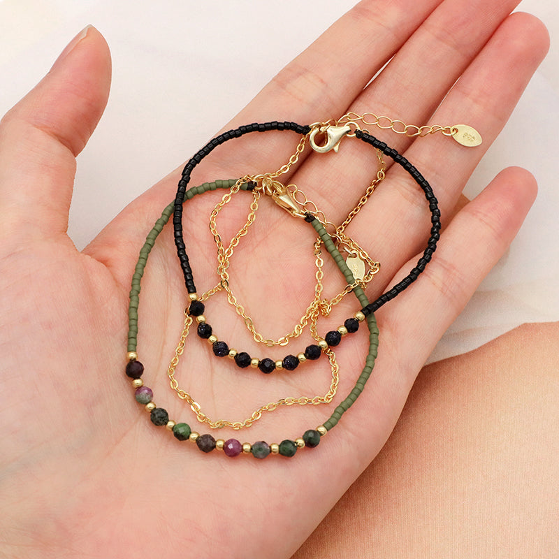 OEM Manufacture Spring 925 Sterling Silver Miyuki Natural Stone Handmade Beaded Bracelet