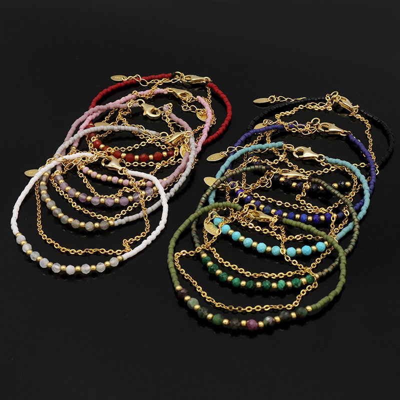OEM Manufacture Spring 925 Sterling Silver Miyuki Natural Stone Handmade Beaded Bracelet