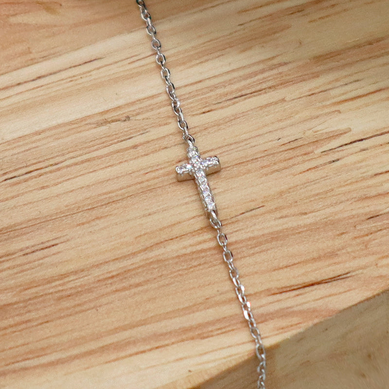 925 sterling silver charm with CZ cross star tree ladies bracelet