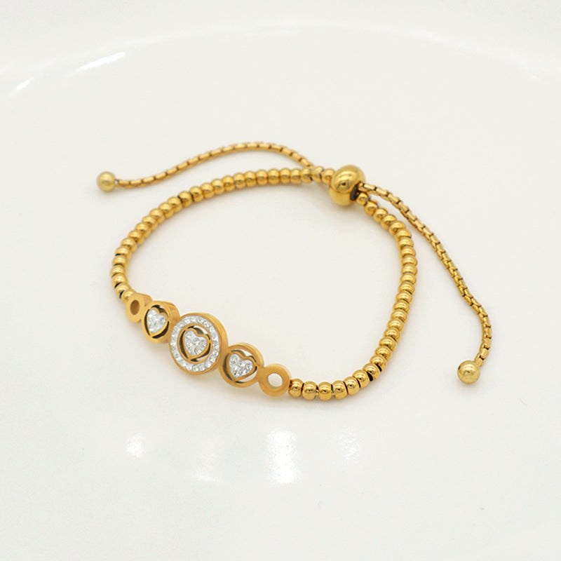 Trendy High Quality Ladies Stainless Steel Gold Plated Charms Pandora Bracelets