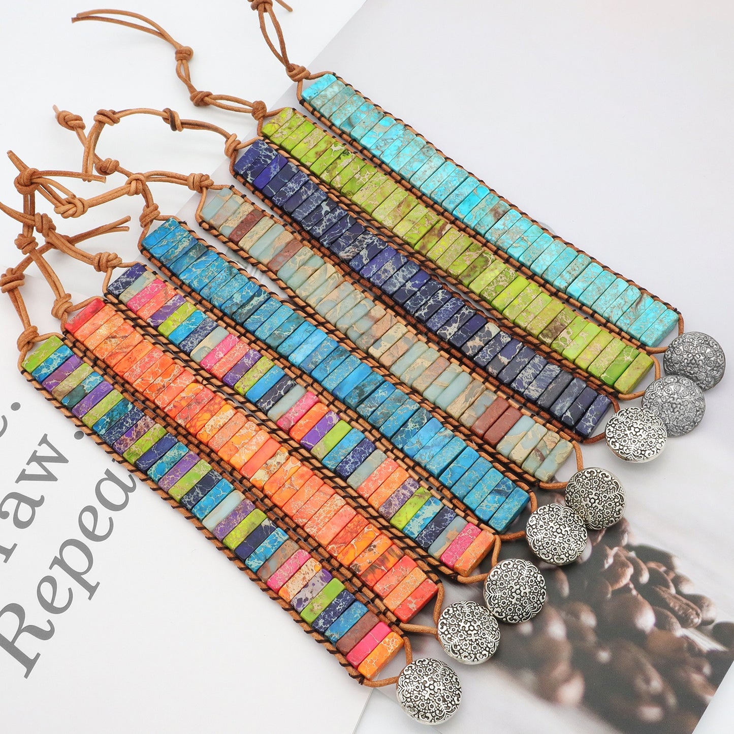 Personality Custom Natural Stone Jewelry Bracelet Bangle Adjustable Handmade Braided Rope Natural Stone Bracelet for Women