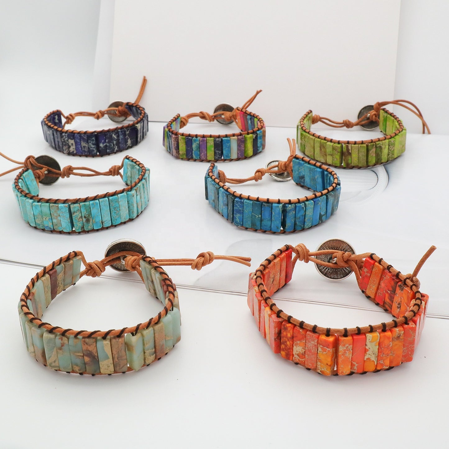 Personality Custom Natural Stone Jewelry Bracelet Bangle Adjustable Handmade Braided Rope Natural Stone Bracelet for Women