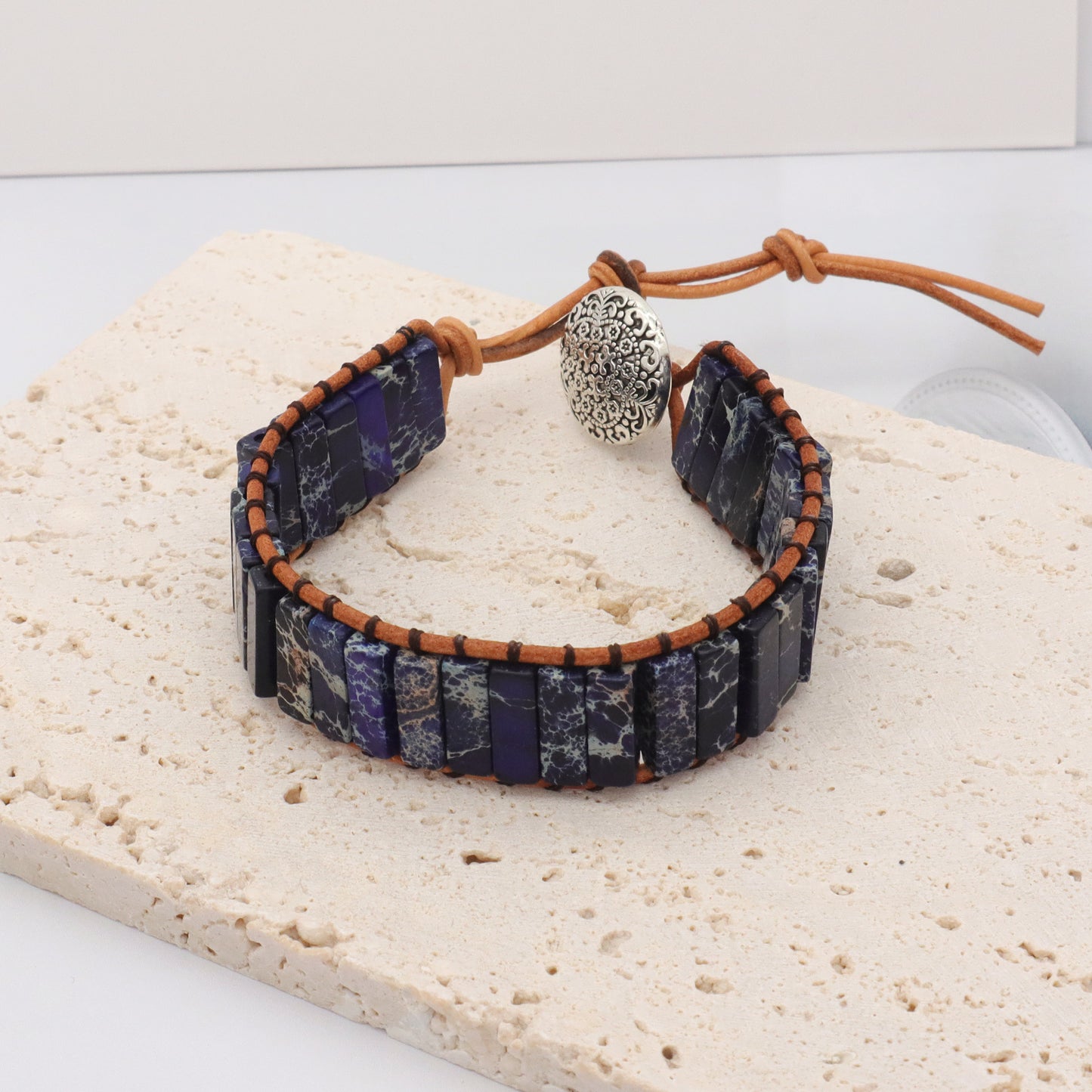 Personality Custom Natural Stone Jewelry Bracelet Bangle Adjustable Handmade Braided Rope Natural Stone Bracelet for Women