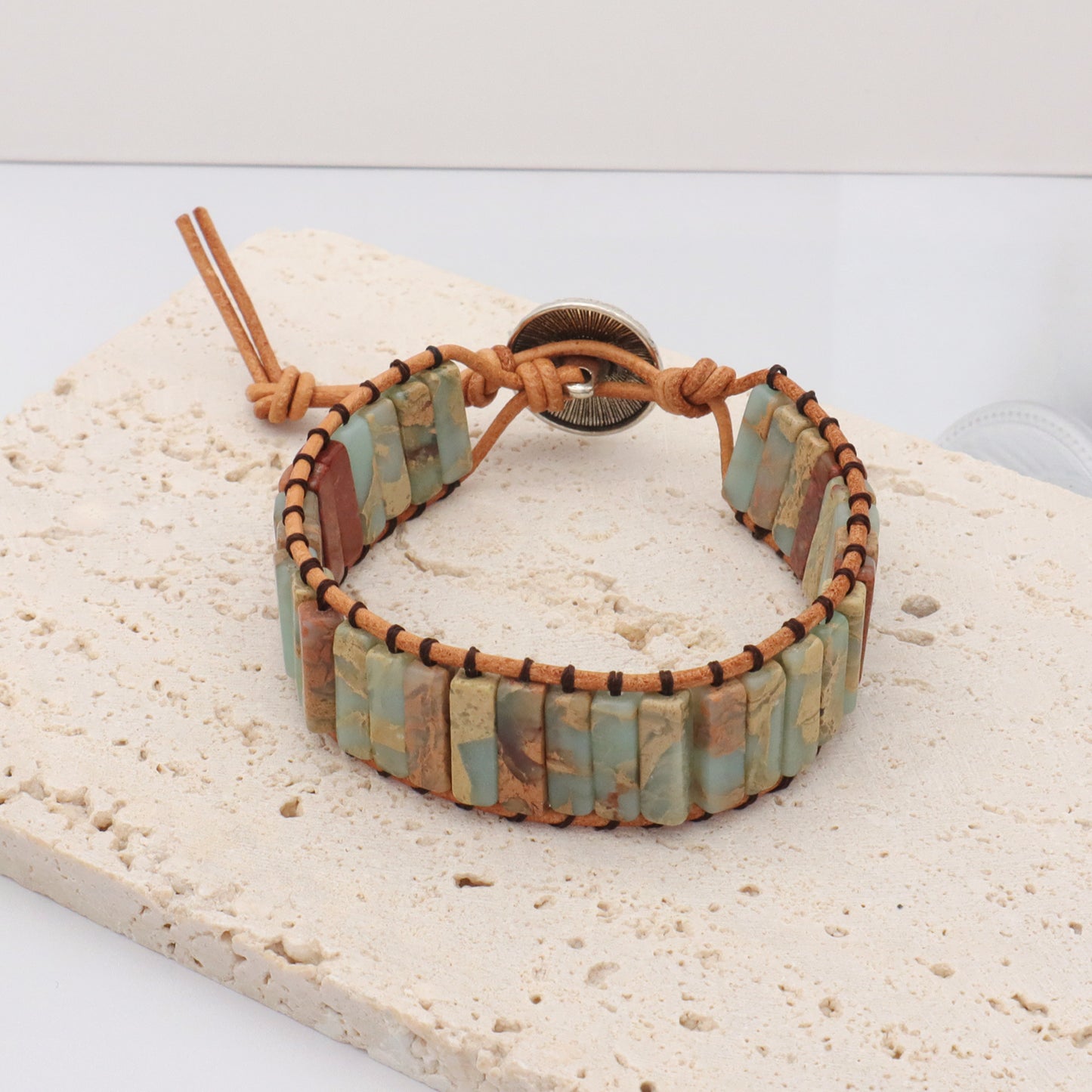 Personality Custom Natural Stone Jewelry Bracelet Bangle Adjustable Handmade Braided Rope Natural Stone Bracelet for Women