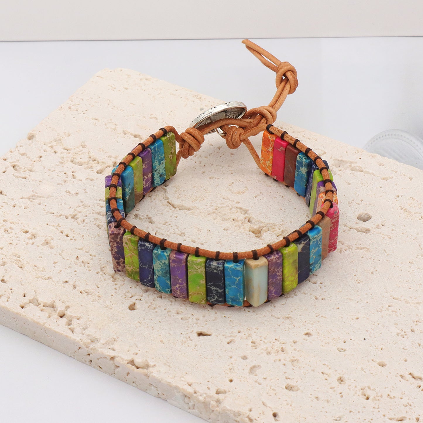 Personality Custom Natural Stone Jewelry Bracelet Bangle Adjustable Handmade Braided Rope Natural Stone Bracelet for Women