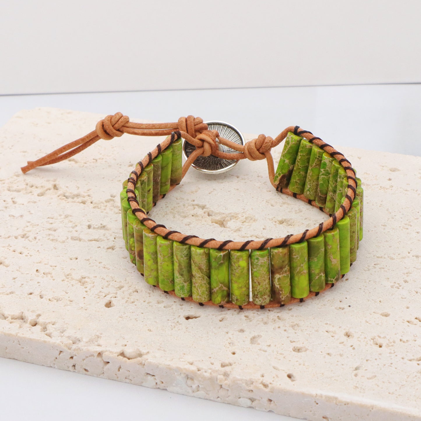 New Design Fashion Women Bohemia Handmade Tube Natural Stone Beads Braided Rope Jewelry Adjustable Custom Natural Stone Bracelet