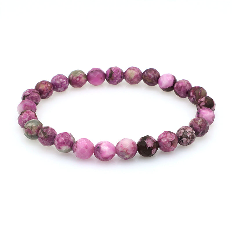 Wholesale Manufacture Custom OEM Handmade Elastic Unakite Purple Stone 8mm Natural Stone Beads Bracelet For Women Men Gift
