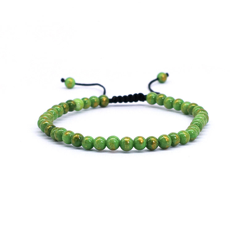 New Bulk Sale Fashion Handmade Customized Adjustable 4mm Natural Colorful Jade Beads Cord Braided Macrame Bracelet For Women Men
