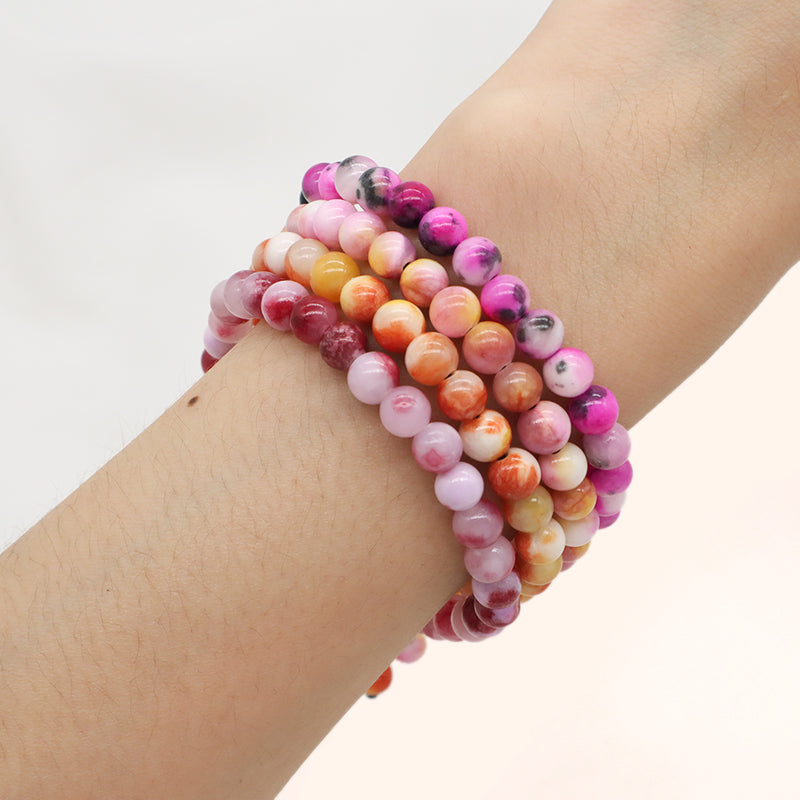 Friendship Customized Jewelry Various Handmade Braided Woven Cord 6mm Natural Colorful Jade Beads Men Women Macrame Bracelet