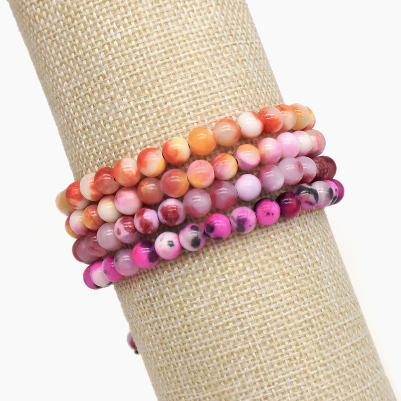 Friendship Customized Jewelry Various Handmade Braided Woven Cord 6mm Natural Colorful Jade Beads Men Women Macrame Bracelet