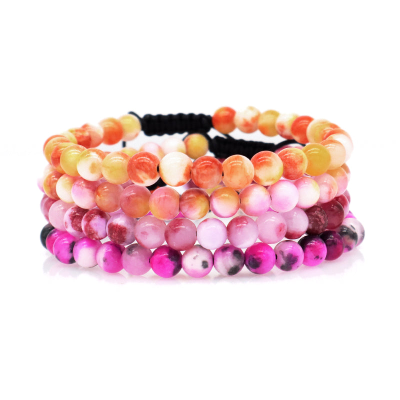 Friendship Customized Jewelry Various Handmade Braided Woven Cord 6mm Natural Colorful Jade Beads Men Women Macrame Bracelet