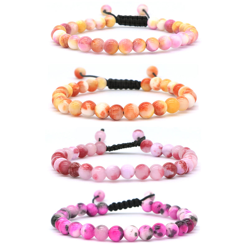 Friendship Customized Jewelry Various Handmade Braided Woven Cord 6mm Natural Colorful Jade Beads Men Women Macrame Bracelet