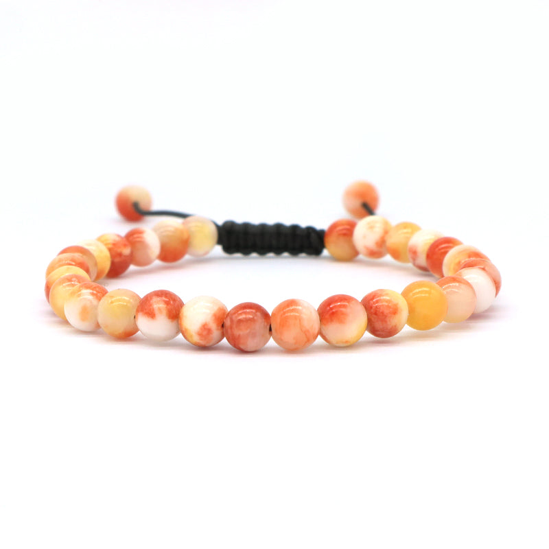 Friendship Customized Jewelry Various Handmade Braided Woven Cord 6mm Natural Colorful Jade Beads Men Women Macrame Bracelet