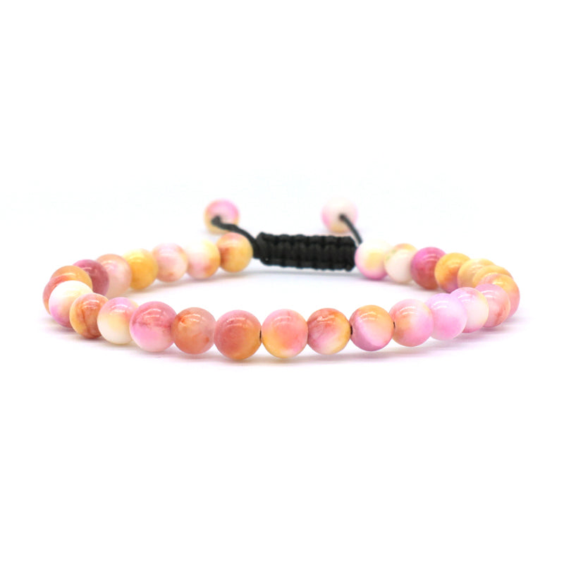 Friendship Customized Jewelry Various Handmade Braided Woven Cord 6mm Natural Colorful Jade Beads Men Women Macrame Bracelet