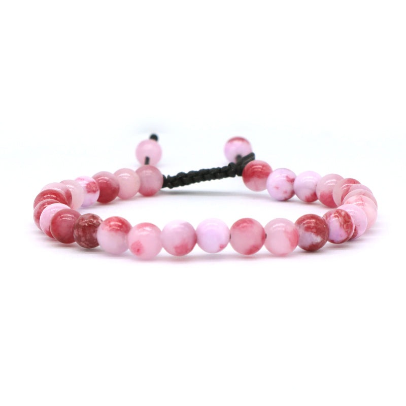 Friendship Customized Jewelry Various Handmade Braided Woven Cord 6mm Natural Colorful Jade Beads Men Women Macrame Bracelet