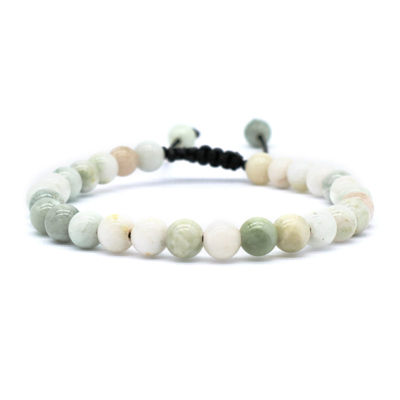 Wholesale Customized Fashion Woven Braided Cord Natural 6mm Colorful Jade Beads Handmade Adjustable Macrame Bracelet Men Women