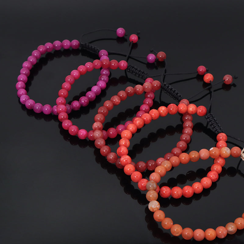 New Arrival Custom Fashion Handmade 6mm Natural Colorful Jade Bead Adjustable Woven Braided Friendship Macrame Bracelet For Women