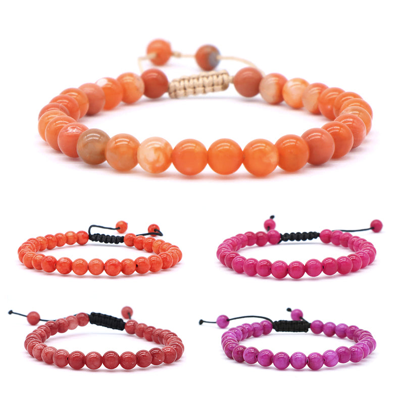 New Arrival Custom Fashion Handmade 6mm Natural Colorful Jade Bead Adjustable Woven Braided Friendship Macrame Bracelet For Women