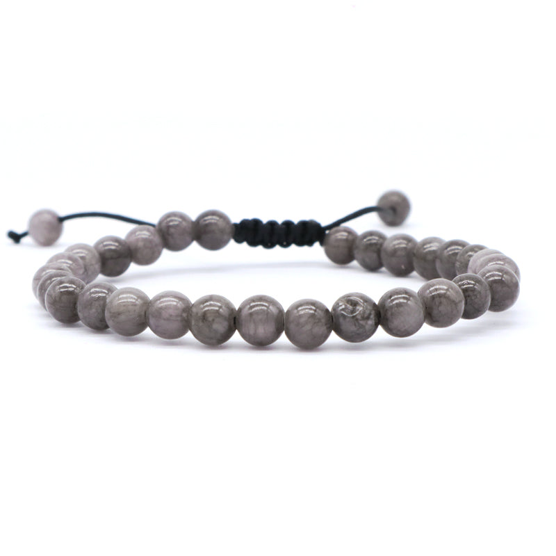 New Bulk Sale Custom Fashion Friendship Women Man Handmade 6mm Colorful Jade Beads Adjustable Woven Braided Cord Macrame Bracelet