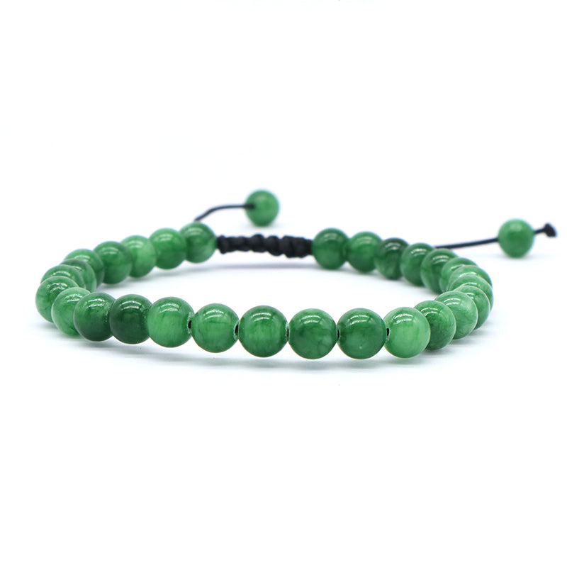 Custom Fashionable Woven Braided Friendship Macrame Handmade Adjustable 6mm Natural Colorful Jade Beads Bracelet For Women Man