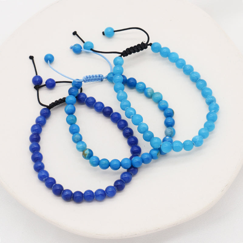 New Customized Adjustable Handmade Woven Braided Cord 6mm Natural Colorful Jade Beads Friendship Macrame Bracelet For Women Men