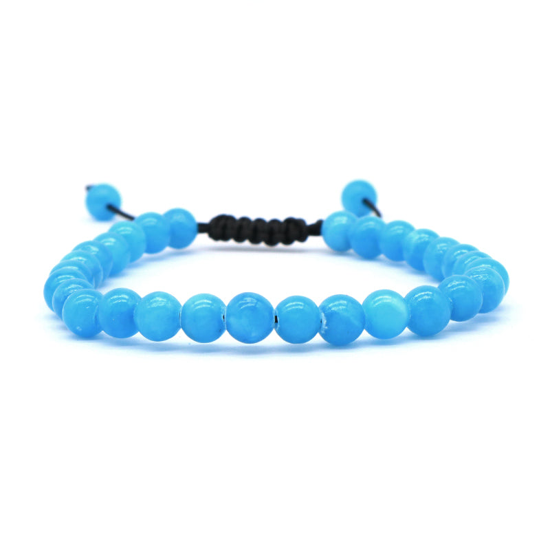 New Customized Adjustable Handmade Woven Braided Cord 6mm Natural Colorful Jade Beads Friendship Macrame Bracelet For Women Men