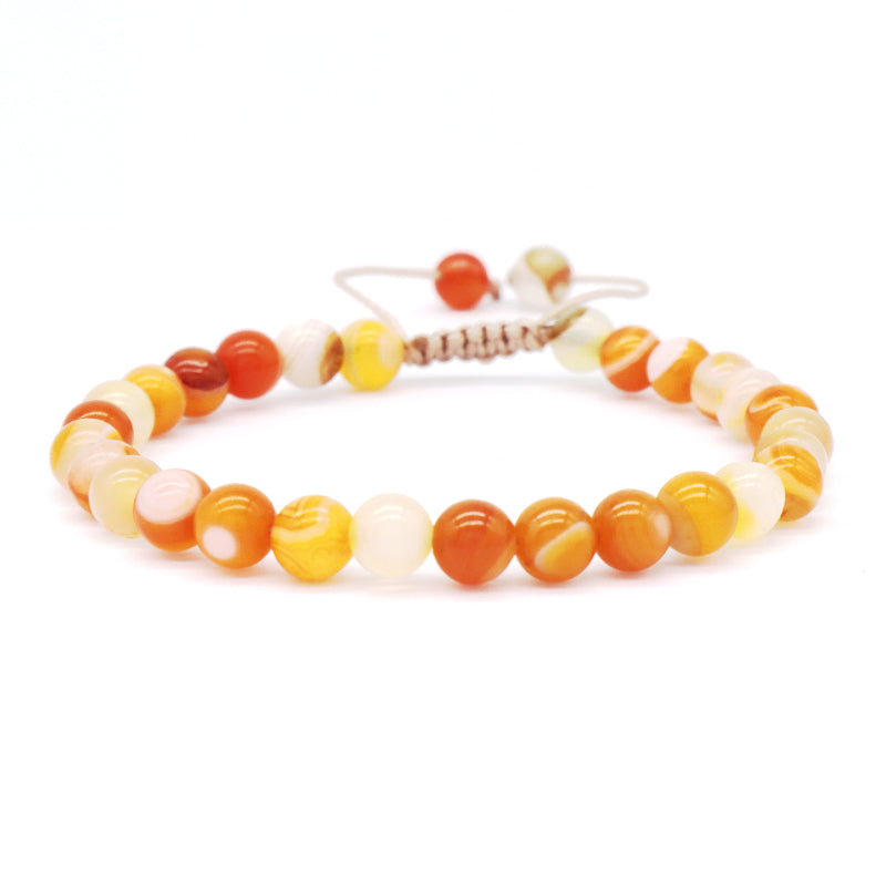 Classic Trendy Handmade 6mm Natural Stone Striped agate Beads Friendship Adjustable Macrame Gemstone Bracelet For Women Men