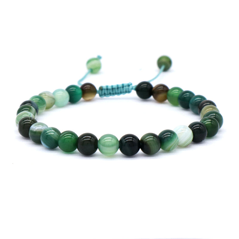 New Fashion Customized Handmade Woven 6mm Gemstone Natural Striped Agate Stone Beads Macrame Bracelet Adjustable Men Women