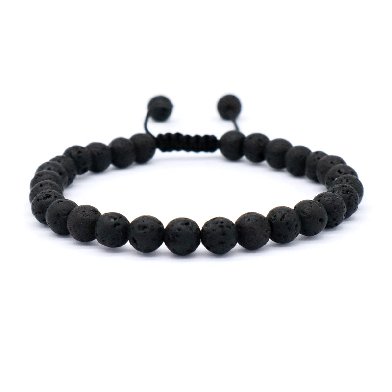 Custom Classic Trendy Jewelry 6mm Natural Stone Beads Friendship Women Men Adjustable Handmade Macrame Turquoise Lava Bracelet