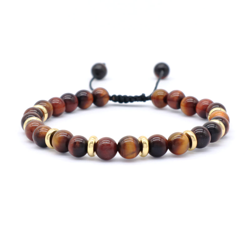 Healing Energy Handmade Custom Gemstone Gold Plated Charm Macrame Natural Stone Pink Quartz Green Aventurine Tiger Eyes Bracelet