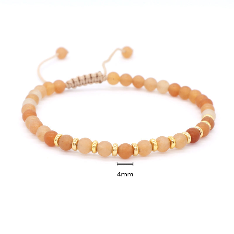 Custom Wholesale Gold Plated Beads OEM Handmade Braided Macrame 4mm Lemon Jade Red Aventurine Blue Agate Natural Stone Bracelet