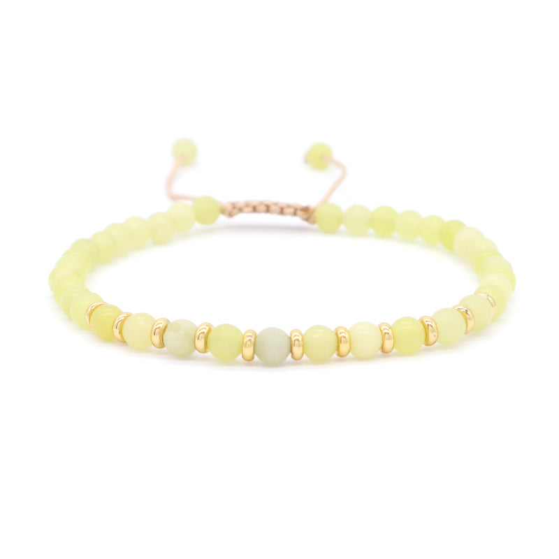 Custom Wholesale Gold Plated Beads OEM Handmade Braided Macrame 4mm Lemon Jade Red Aventurine Blue Agate Natural Stone Bracelet