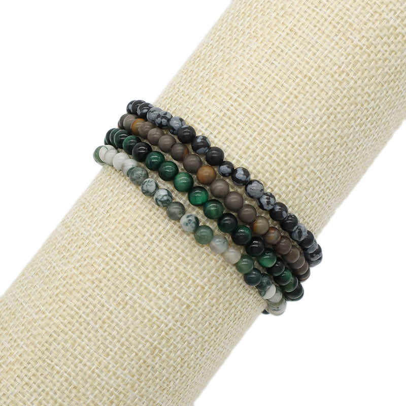 Custom Handmade Boho OEM Fashion Friendship Adjustable Woven Cord 4mm Natural Stone Beaded Macrame Knots Bracelet For Women Men