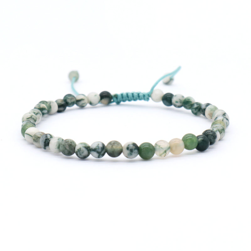 Custom Handmade Boho OEM Fashion Friendship Adjustable Woven Cord 4mm Natural Stone Beaded Macrame Knots Bracelet For Women Men