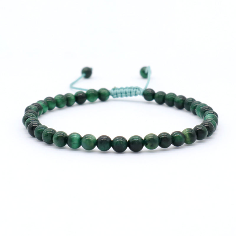 Custom Handmade Boho OEM Fashion Friendship Adjustable Woven Cord 4mm Natural Stone Beaded Macrame Knots Bracelet For Women Men