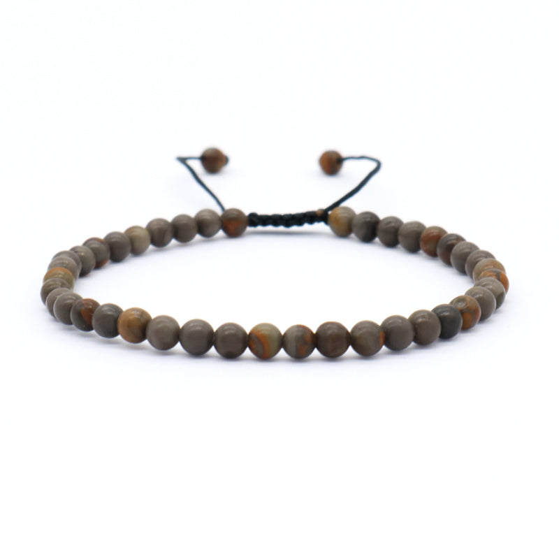 Custom Handmade Boho OEM Fashion Friendship Adjustable Woven Cord 4mm Natural Stone Beaded Macrame Knots Bracelet For Women Men