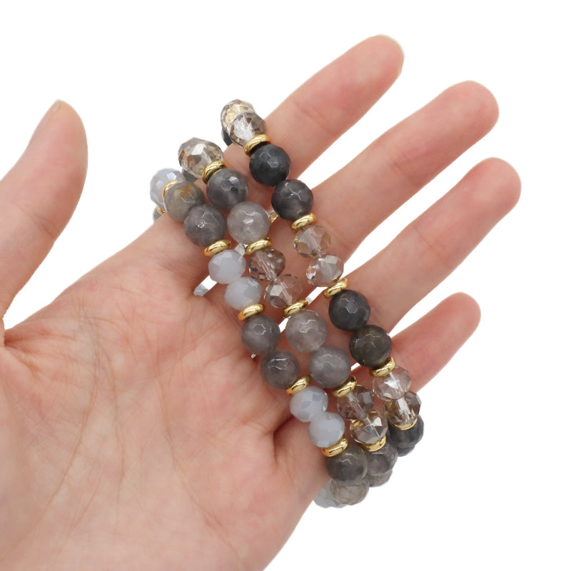 Manufacture OEM China Factory Wholesale Fashion Custom Gemstone Elastic Healing Energy Glass Crystal Bead Natural Stone Bracelet