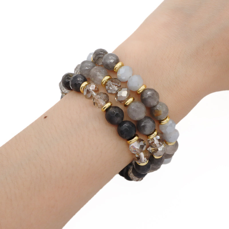Manufacture OEM China Factory Wholesale Fashion Custom Gemstone Elastic Healing Energy Glass Crystal Bead Natural Stone Bracelet