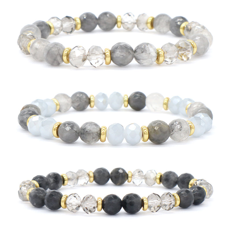 Manufacture OEM China Factory Wholesale Fashion Custom Gemstone Elastic Healing Energy Glass Crystal Bead Natural Stone Bracelet