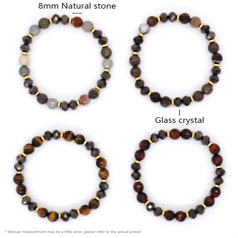 Factory OEM Wholesale Handmade Women Stretch 8mm Natural Stone Energy Jewelry Custom Healing Semi-preciuos Stone Beads Bracelet