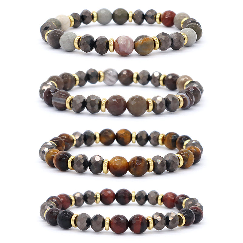 Factory OEM Wholesale Handmade Women Stretch 8mm Natural Stone Energy Jewelry Custom Healing Semi-preciuos Stone Beads Bracelet
