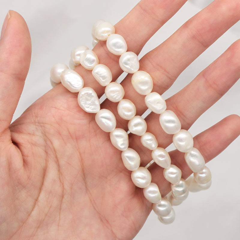 Wholesale Custom Women Rhodium Gold Plated 925 Sterling Silver Beads Adjustable Handmade Pure Freshwater Baroque Pearl Bracelet